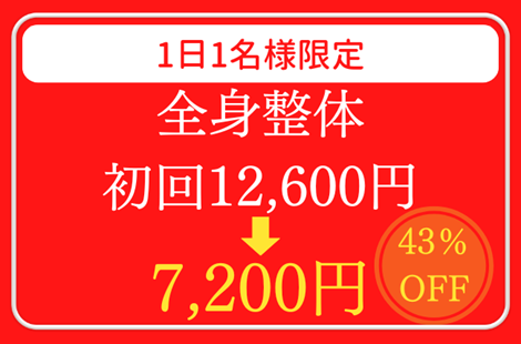 全身整体の初回12,600円が7,200円になるオファーの画像